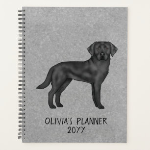 Agenda Cinza de Texto Personalizado do Cachorro do Retrie