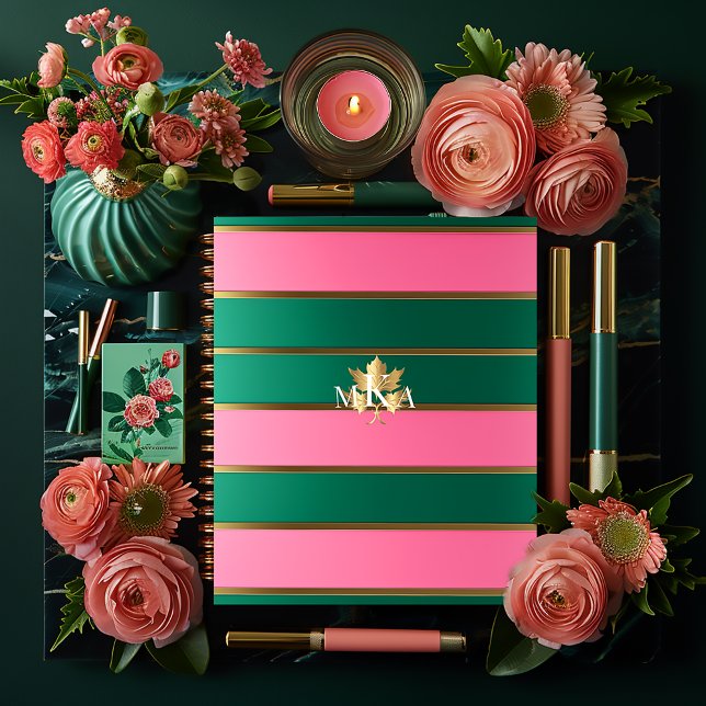 Agenda Cinza e Verde Cinza (Chic and Stylish Pink and Green Planner/Glossy Softcover and Matter Hardcover)