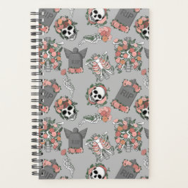 Agenda Cinza Esqueleto Floral