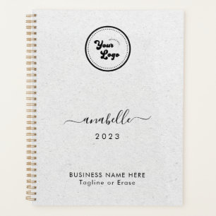Agenda Cinza Estilo Kraft Nome Ano Logotipo Comercial Per