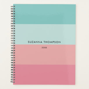 Agenda Cinza Horizontal Moderna Pastel Rosa e Azul