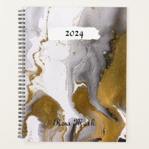 Agenda Cinza Marble Swirl Personalizado