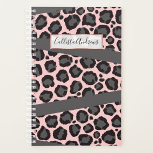 Agenda Cinza Negra Rosa Menor Menor Menino Leopardo Chita
