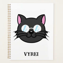 Agenda Cinza Preta de Gato Negro  Óculos para Vestir Gato