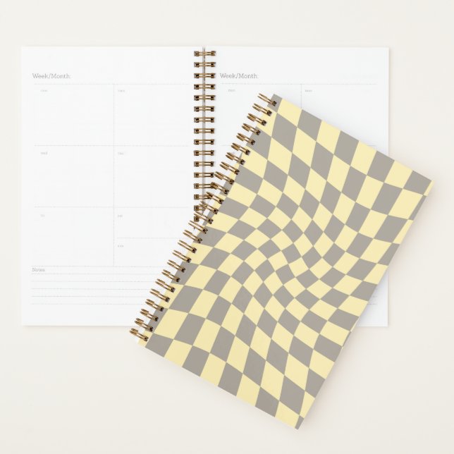 Agenda Cinza Retro Pastel Amarelo Vermelhado Verificado (Exibição)