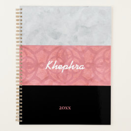 Agenda Cinza rosa-rosa-roxo Nome de Água e Ano