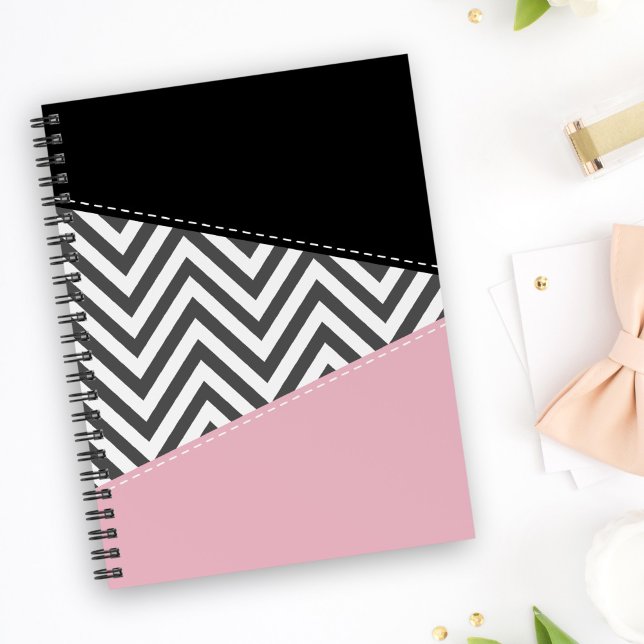 Agenda Cinza Zigzag, Cinza Chevron, Zigzag Patterno, Rosa (Criador carregado)