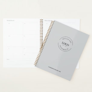 Agenda Cinzas com marca de logotipo personalizado minimal