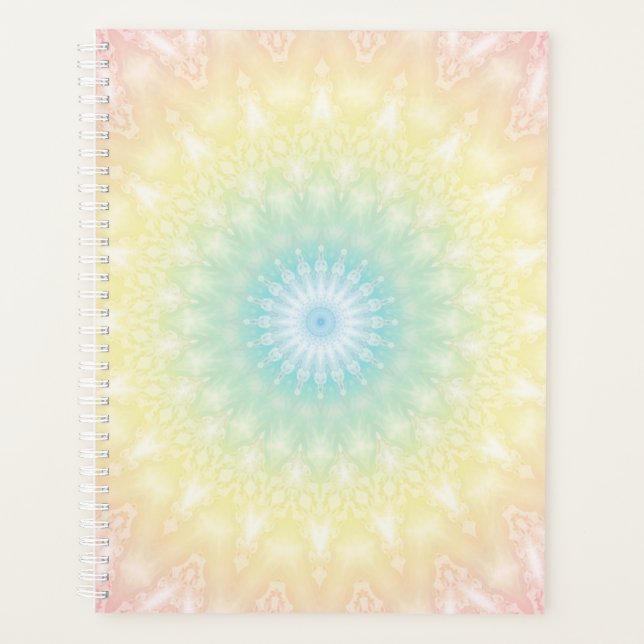Agenda Círculo caleidoscópico de Verão, impressão pastel  (Frente)