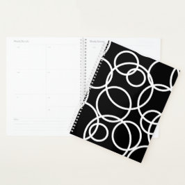 Agenda Círculos brancos geométricos Abstrato preto modern