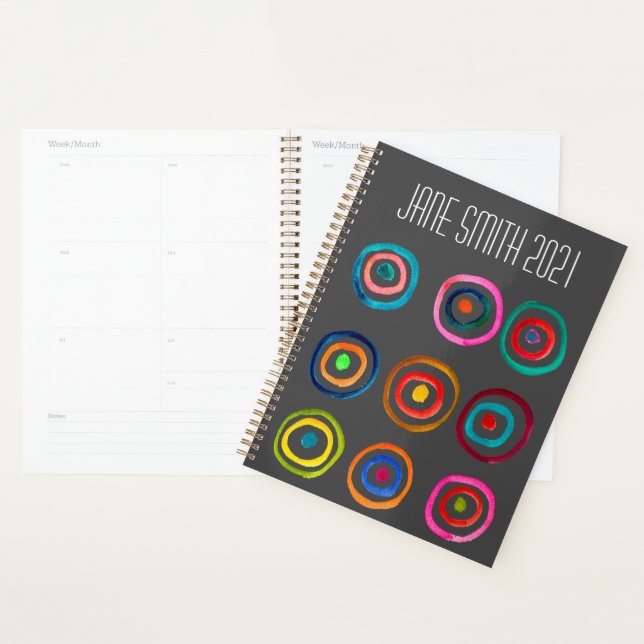 Agenda Círculos de aquarela design colorida arco-íris (Exibição)