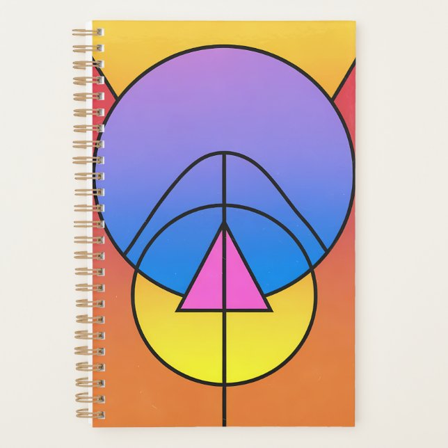 Agenda Círculos Geométricos Abstratos Linha Colorida  (Frente)