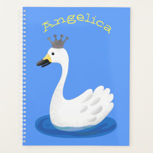 Agenda Cisne branco bonito com desenho animado