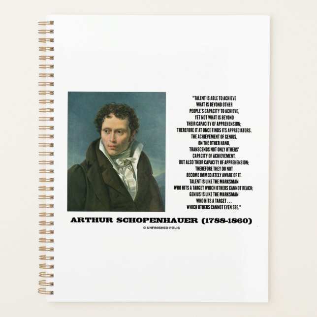Agenda Citação Arthur Schopenhauer Talent Versus Genius (Frente)