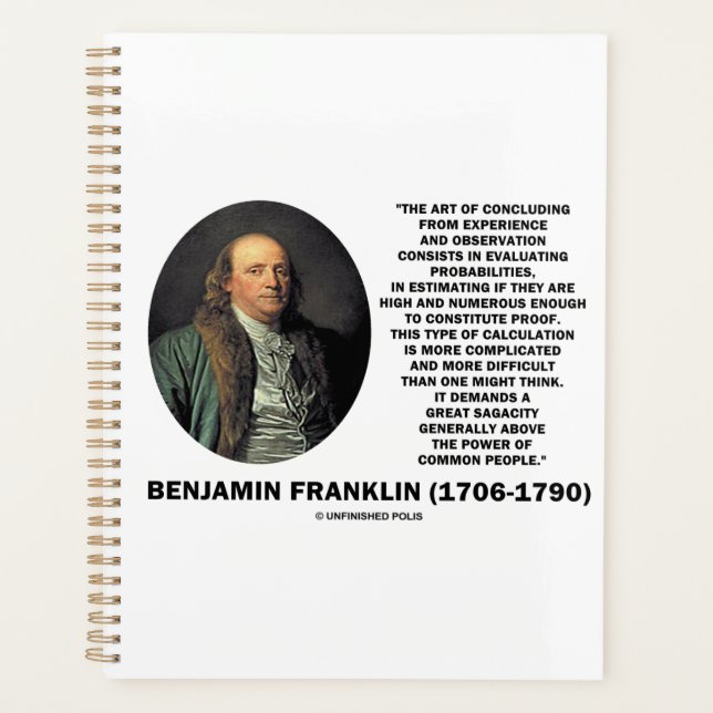 Agenda Citação de Benjamin Franklin Avaliando Probabilida (Frente)