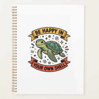Agenda Citação de Tartaruga Feliz Design de Gravura Vinta