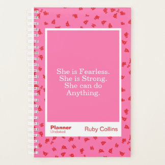 Agenda Citação Inspiradora Floral Rosa Sem Medo