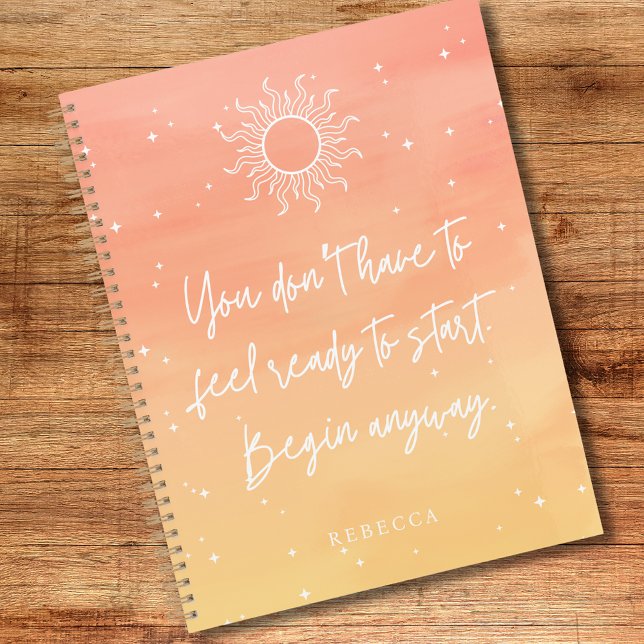 Agenda Citação Inspiradora Sol Místico Nome Personalizado (Inspirational Quote Mystic Sun Personalized Name Planner)