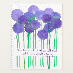 Agenda Citação Inspirativa Flores de Allium Roxo