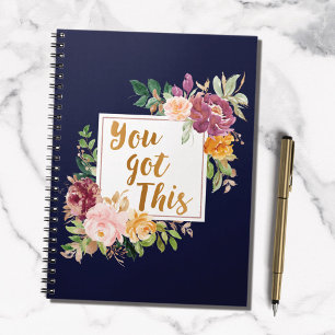 Agenda Citação Motivacional Rosa Floral Colorida Bonita