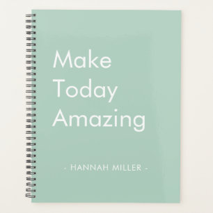 Agenda Citação Personalizada Verde Salvia Minimalista Mod