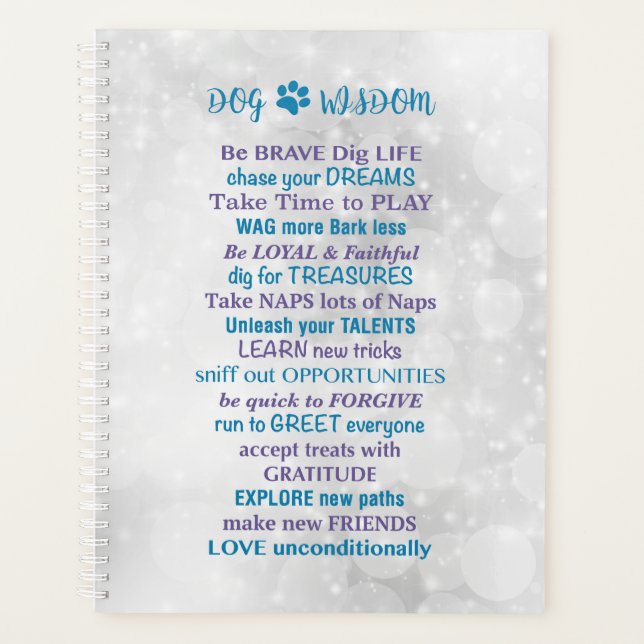 Agenda Citações do Dog Wisdom - Citações do Dog Lover Ins (Frente)