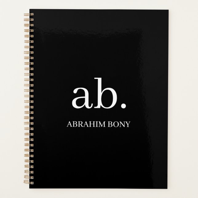 Agenda Classic Black & White Monogram Design (Frente)