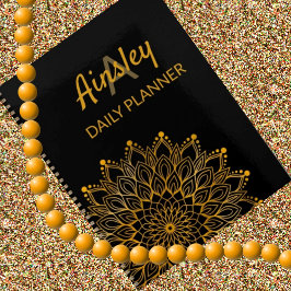Agenda Clássico elegante nome personalizado floral mandal