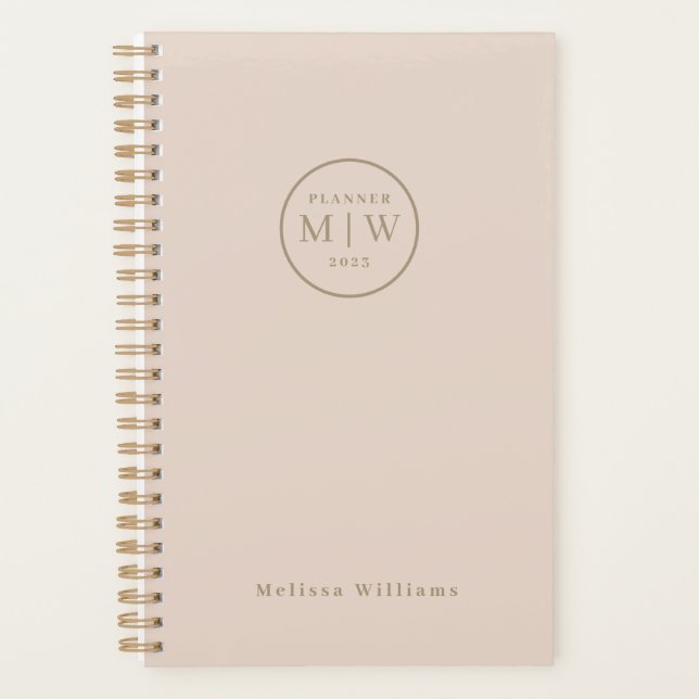 Agenda Clássico Elegante Rosa Mensal Série Semanal (Frente)