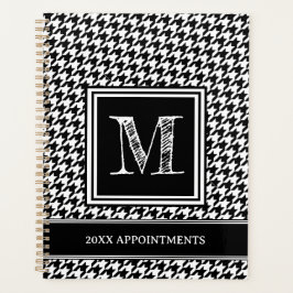 Agenda Clássico, preto e branco, com monograma