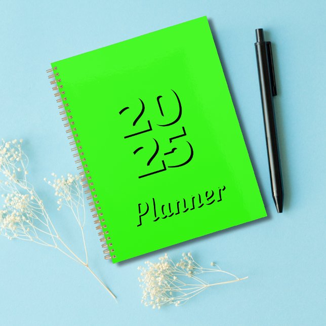 Agenda Clean Simple Neon Green Weekly and Monthly 2025 (Criador carregado)