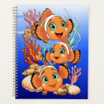 Agenda Clown fish Cartoon cute Family Underwater<br><div class="desc">Cute and Joyful little Clownfish Cartoon Characters swimming together on underwater Coral Reef Background. Original Vector Illustration Copyright BluedarkArt.</div>