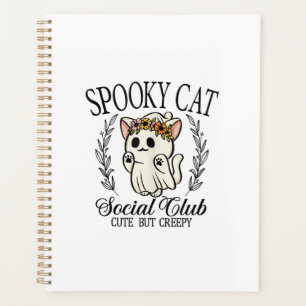 Agenda Clube Social de Gato Fantasma de Halloween Retro S