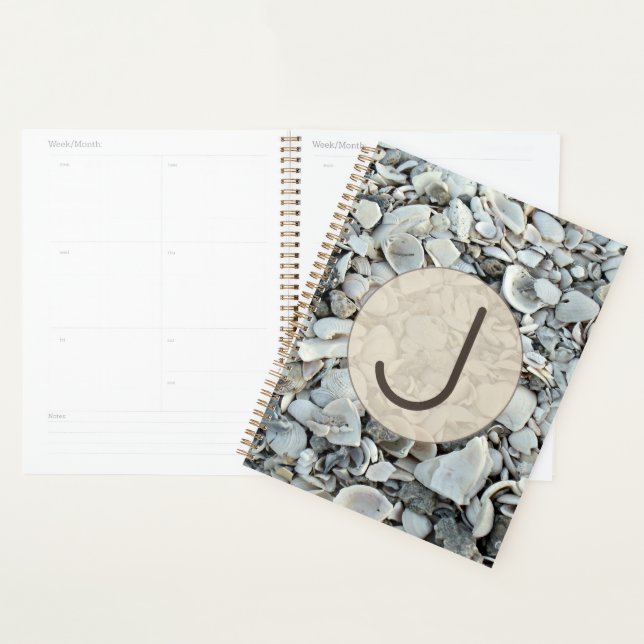 Agenda Coastal Shells Initial Planner Style (Exibição)