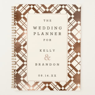 Agenda Cobre Bronze e Qualquer Cor Plaid Casamento Fazend