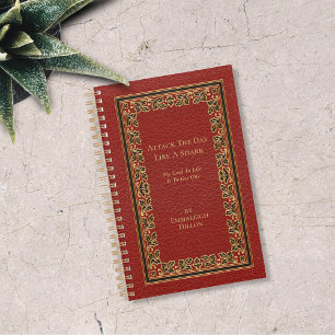 Agenda Cobrir de Livro Branco Dourado, Vermelho e Preto