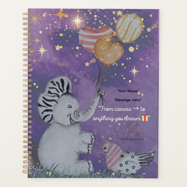 Agenda cobrir "Elephant & Polka Hen" Boganhues (Frente)