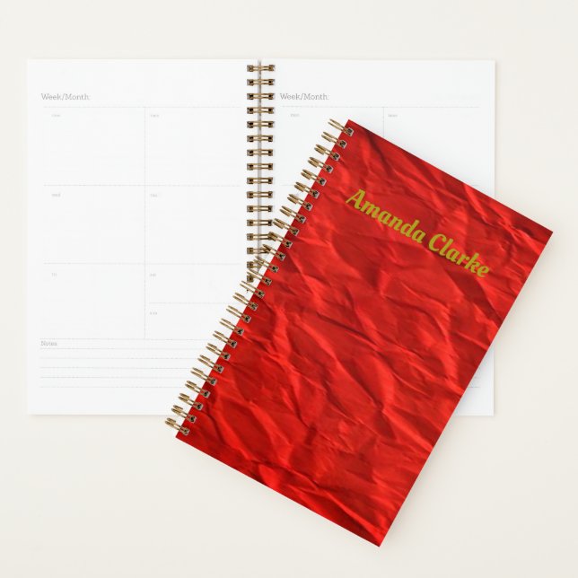 Agenda Cobrir vermelho amassado personalizado (Exibição)