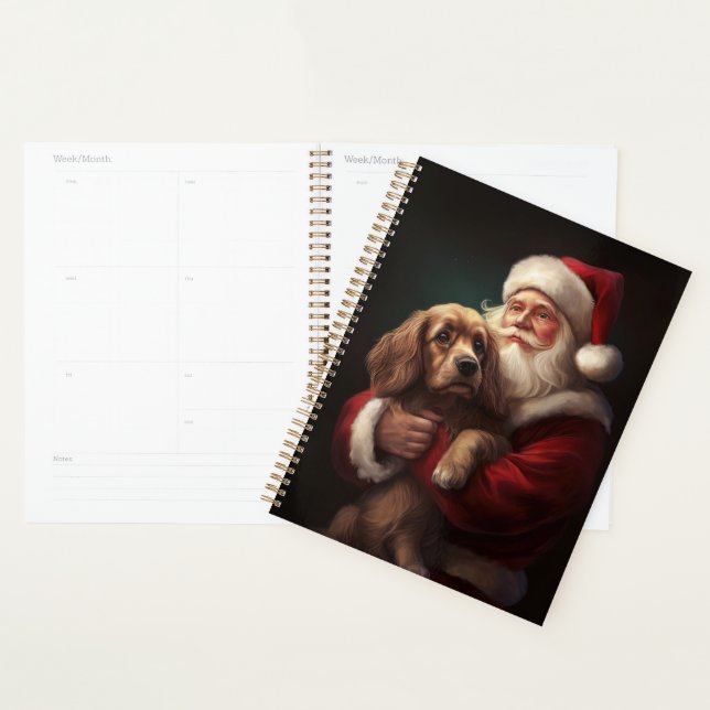 Agenda Cocker Spaniel com Papai Noel Natal Festivo (Exibição)