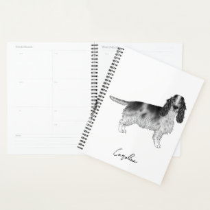 Agenda Cocker Spaniel em Preto e Branco & Texto Personali