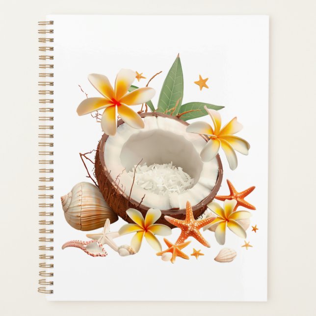 Agenda Coco com Flores e Conchas (Frente)