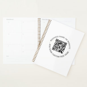 Agenda Código QR Mínimo Limpo - Branco Simples Digitali