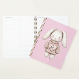 Agenda Coelhinho Bonito Rosa Suéter de Rosa Coração