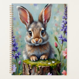 Agenda Coelho Fluffy num Campo de Flores