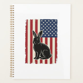Agenda Coelho Patriótico Bandeira Americana Gravura Vinta