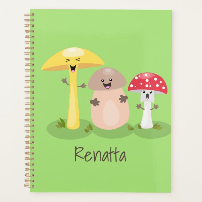 Agenda Cogumelo fúngico kawaii fofo (Frente)