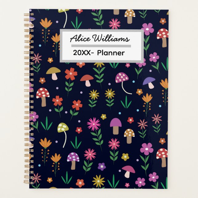 Agenda Cogumelos com Flores Caprichosas Personalizadas  (Frente)