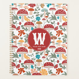 Agenda Cogumelos e Meio século Floral Moderno Monograma