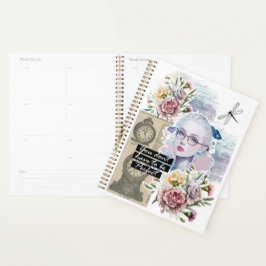 Agenda Colagem de Arte Flores de Aniversário