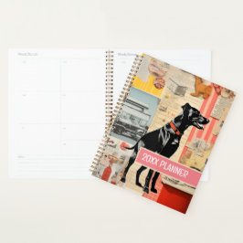 Agenda Colagem de Cachorro Retrô para Scrapbooking